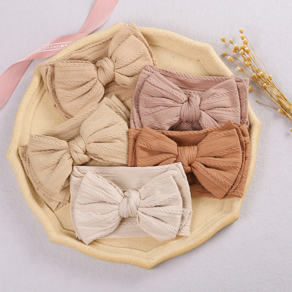 European and American jacquard nylon hair band double bowknot baby headband