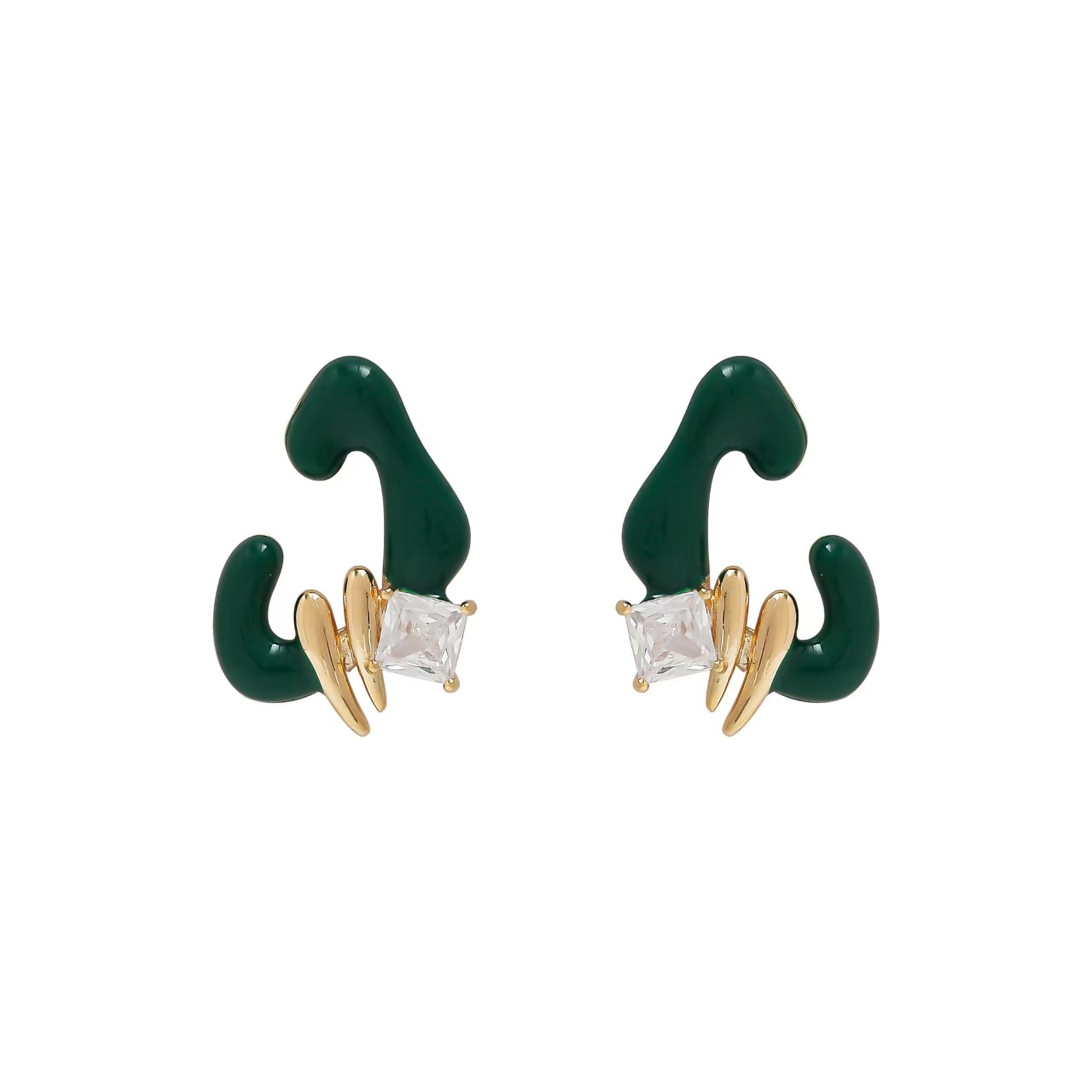 Irregular enamel drip oil high-end earrings