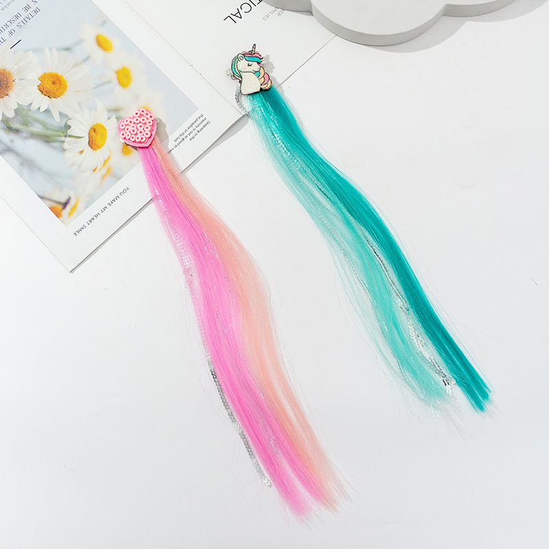 Children Unicorn New Hair Clip Wig Set