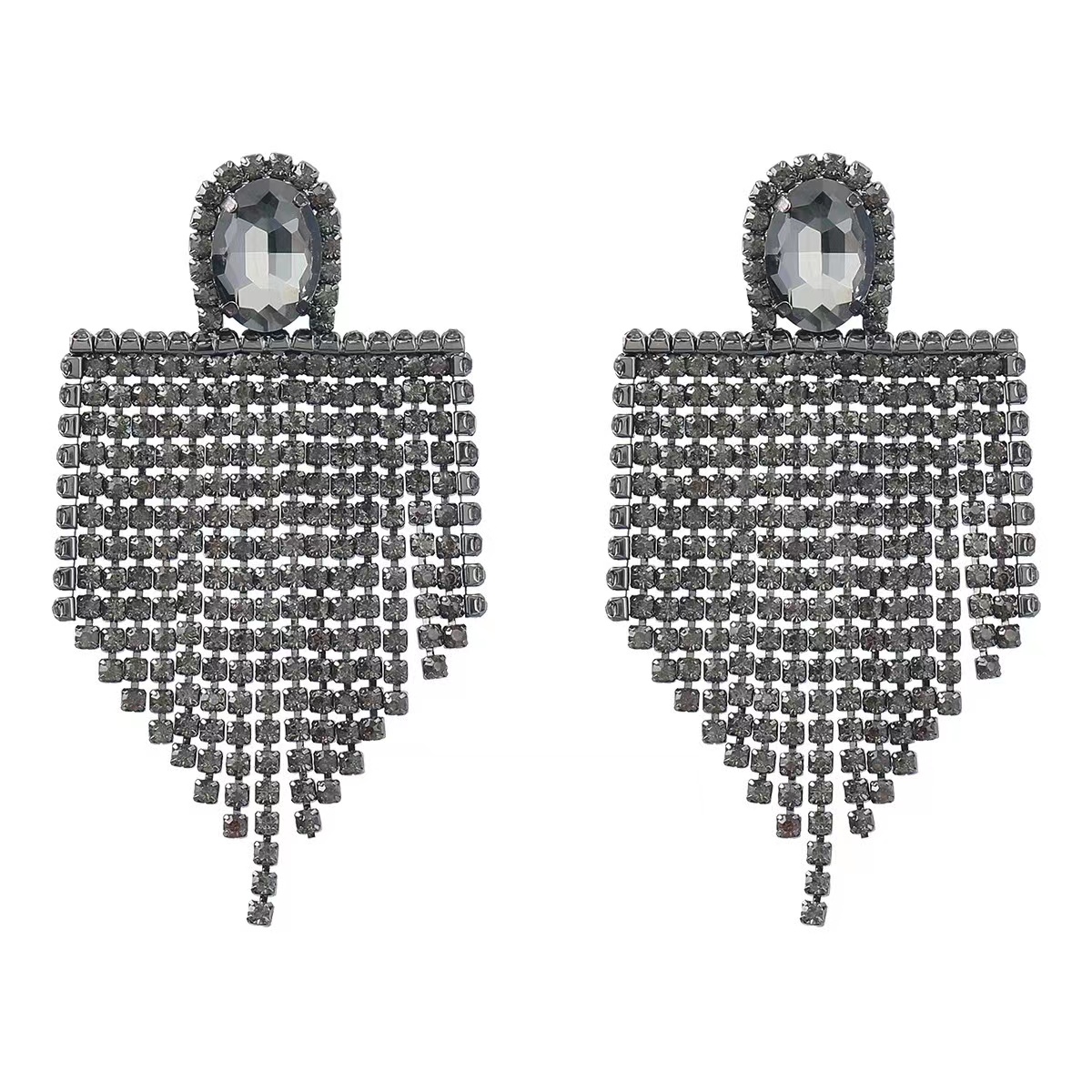Colorful crystal studded diamond tassel earrings fashion flash diamond love silver needle earrings