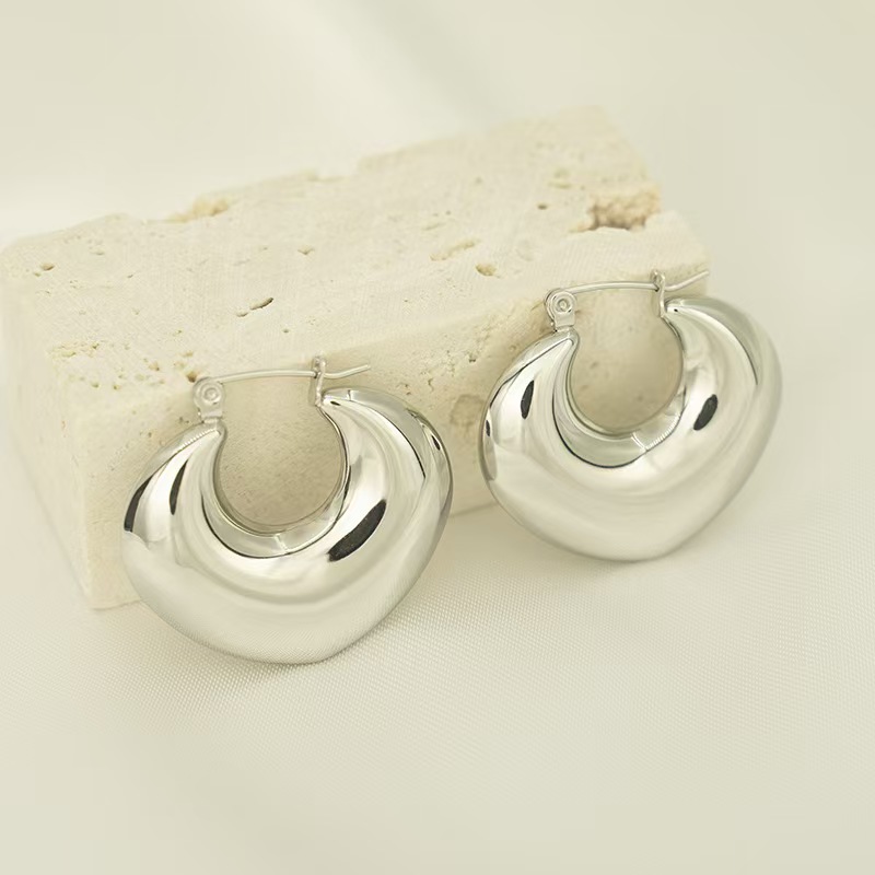 Amazon Cross border Geometric Premium Light Luxury Stainless Steel Hollow Earrings