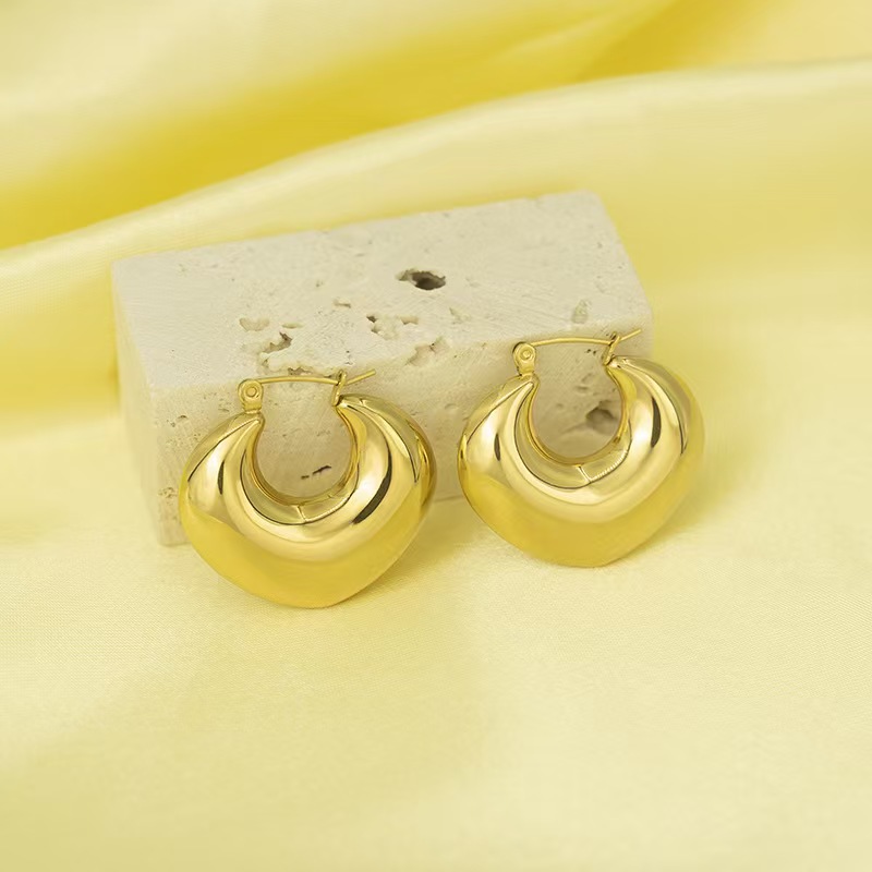 Amazon Cross border Geometric Premium Light Luxury Stainless Steel Gold Hollow Earrings