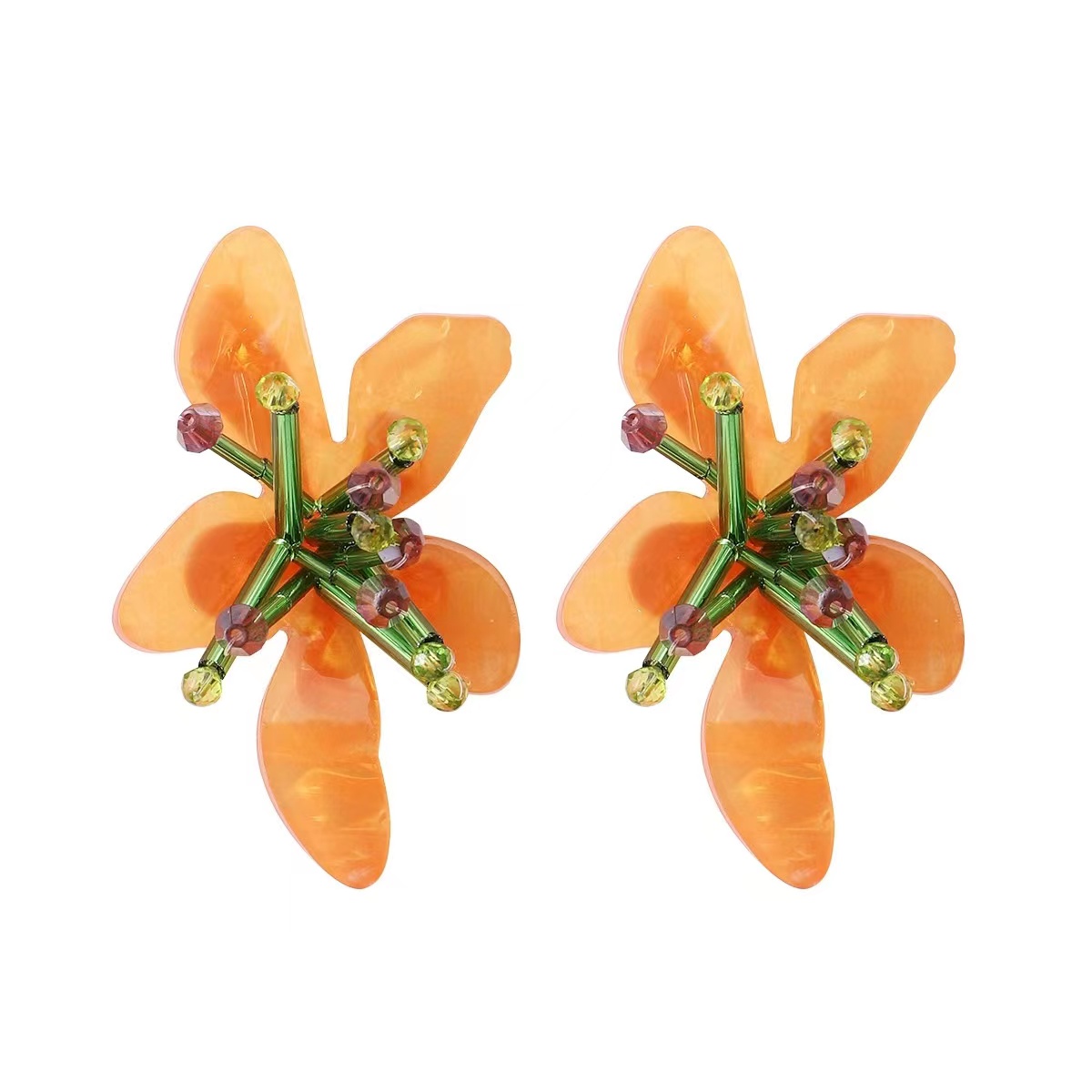 Simple and fresh color acrylic flower earrings personality earrings