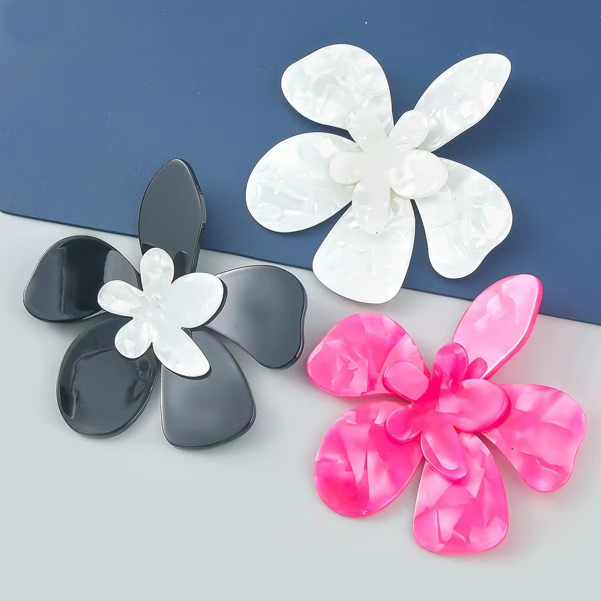 European and n exaggerated trend of personality acrylic mosaic flower earrings